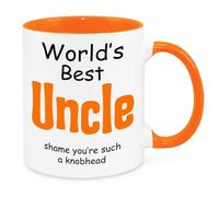 Cherish Charlie Designs World's Best Uncle Mug - Birthday Christmas Funny Gift Present Novelty Unique for Mum Dad Grandparents Friend Sister Brother for Him Her Funny Quotes Coffee Mug (Orange)
