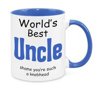 Cherish Charlie Designs World's Best Uncle Mug - Birthday Christmas Funny Gift Present Novelty Unique Gift for Uncle Dad Brother Gift for Him from Niece Nephew Funny Quotes Coffee Mug (Blue)