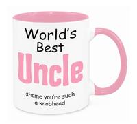 Cherish Charlie Designs World's Best Uncle Mug - Birthday Christmas Funny Gift Present Novelty Unique Gift for Uncle Dad Brother Gift for Him from Niece Nephew Funny Quotes Coffee Mug (Pink)