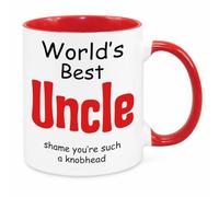 Cherish Charlie Designs World's Best Uncle Mug - Birthday Christmas Funny Gift Present Novelty Unique Gift for Uncle Dad Brother Gift for Him from Niece Nephew Funny Quotes Coffee Mug (Red)