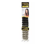 Cherish Deep Twist Bulk Crochet Hair, 22 Inch, Black and Silver Ombre, Style, Colour OT1B-4-SILVER