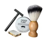 Cherish Planet Men's Shaving Kit, Safety Razor, Peppermint Shaving Soap, Natural Bristle Brush, Complete Grooming Set