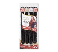 Cherish QHBEAUTY Spiral French Curl, 18 Inches, Knotless Styles, 4 X Pack, Colour 1 (Jet Black)