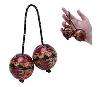 Cherishching Handpaint Aslatuas Traditional African Rhythm Shakers Ball, Handcrafted Kashaka Percussion Instrument for Music Lovers, Unique Artistic Design Kashaka Style Shaker for Adults & Kids