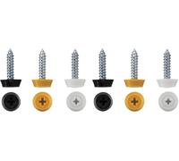 Cherished Car Number Plate Oversized Screws Plastic Tops Covers Licence 2x White 2x Black 2x Yellow