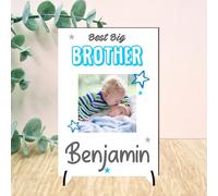 Cherished Sibling Bond: Personalised Photo For Best Big Brother - A Heartwarming Keepsake to Celebrate New Baby's Arrival! (Mdf Wood Indoor Use Only, A4 30cm x 21cm)