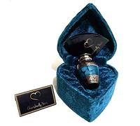 Cherishedly Yours Keepsake Urn for Human Ashes with Velvet Heart Case and Funnel - Beautiful Peaceful Dark Blue Brass Hand Engraved Mini Memorial Cremation Urn - Small