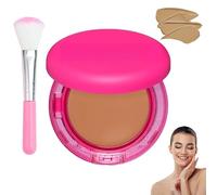 Cherishty Foundation with Brush, Peptide Bounce Balm Foundation, Medium Buildable Coverage, Hydrating Age-Defying Makeup Natural, All Skin Types (#E)