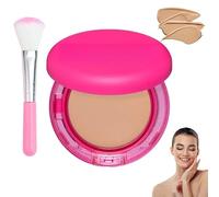 Cherishty Foundation with Brush, Peptide Bounce Balm Foundation, Medium Buildable Coverage, Hydrating Age-Defying Makeup Natural, All Skin Types (#A)