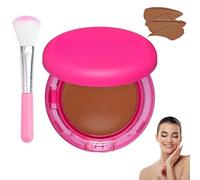 Cherishty Foundation with Brush, Peptide Bounce Balm Foundation, Medium Buildable Coverage, Hydrating Age-Defying Makeup Natural, All Skin Types (#H)