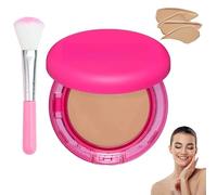 Cherishty Foundation with Brush, Peptide Bounce Balm Foundation, Medium Buildable Coverage, Hydrating Age-Defying Makeup Natural, All Skin Types (#C)