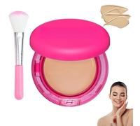 Cherishty Foundation with Brush, Peptide Bounce Balm Foundation, Medium Buildable Coverage, Hydrating Age-Defying Makeup Natural, All Skin Types (#B)