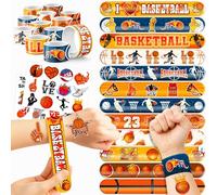 Cherisnowy 48PCS Basketball Temporary Tattoos & Slap Bracelets - Multicolor, Water Resistant, Modern Pattern, Kid's Accessory
