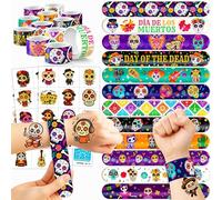 Cherisnowy 72PCS Day of the Dead Party Set - 48PCS Temporary Tattoos & 24PCS Slap Bracelets - Fun Día de los Muertos Birthday Supplies, Baby Shower Gifts, Classroom Rewards & Party Decor for Kids