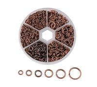 Cheriswelry 1 Box Open Jump Rings, 1600pcs 4-10mm Metal Round Jump Rings Connector for Jewelry Crafts Making, Red Copper