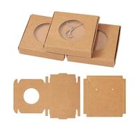 Cheriswelry 10 Sets Brown Paper Jewelry Boxes Cardboard Gift Box with Round Window for Desserts Halloween Party Favor Treats Bakery and DIY Crafts Packaging