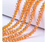 Cheriswelry 10 Strands 6mm Rondelle Glass Beads Transparent AB Color Plated Faceted Abacus Spacers Beads for Jewellery Bracelet Necklace Making, Dark Orange