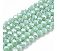 Cheriswelry 10 Strands Faceted Rondelle Glass Beads 4mm AB Color Plated Abacus Spacers Beads for Jewellery Bracelet Necklace Making,Dark Turquoise