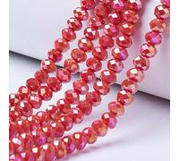 Cheriswelry 10 Strands Faceted Rondelle Glass Beads 4mm AB Color Plated Abacus Spacers Beads for Jewellery Bracelet Necklace Making,Red
