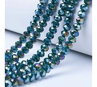 Cheriswelry 10 Strands Faceted Rondelle Glass Beads 6mm AB Color Plated Abacus Spacers Beads for Jewellery Bracelet Necklace Making, Teal