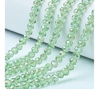 Cheriswelry 10 Strands Faceted Rondelle Glass Beads 6mm Transparent AB Color Plated Abacus Spacers Beads for Jewellery Bracelet Necklace Making, Pale Green