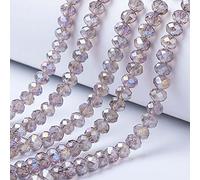 Cheriswelry 10 Strands Faceted Rondelle Glass Beads 6mm Transparent AB Color Plated Abacus Spacers Beads for Jewellery Bracelet Necklace Making, Thistle