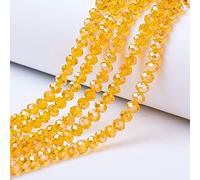 Cheriswelry 10 Strands Faceted Rondelle Glass Beads 6mm Transparent AB Color Plated Spacers Beads Crystal for Jewellery Bracelet Necklace Making, Orange