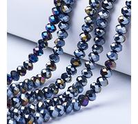 Cheriswelry 10 Strands Faceted Rondelle Glass Beads 8mm AB Color Plated Abacus Spacers Beads for Jewellery Bracelet Necklace Making,Black
