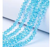 Cheriswelry 10 Strands Faceted Rondelle Glass Beads 8mm Transparent AB Color Plated Abacus Spacers Beads for Jewellery Bracelet Necklace Making, Cyan