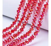 Cheriswelry 10 Strands Faceted Rondelle Glass Beads 8mm Transparent AB Color Plated Abacus Spacers Beads for Jewellery Bracelet Necklace Making, Red