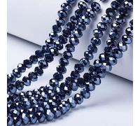 Cheriswelry 10 Strands Faceted Rondelle Glass Beads, Electroplate Abacus Crystal Beads, Pearl Luster Plated, Black, 1270 Pieces, 4×3mm, Perfect for Jewellery Making Crafting