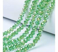 Cheriswelry 10 Strands Mini Faceted Rondelle Glass Beads 4mm Transparent Seed Beads AB Color Plated Spacers for Jewellery Crafts Making, Light Green