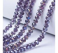 Cheriswelry 10 Strands Mini Faceted Rondelle Glass Beads 4mm Transparent Seed Beads AB Color Plated Spacers for Jewellery Crafts Making, Indigo