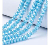 Cheriswelry 10 Strands Rondelle Glass Beads 4mm AB Color Plated Faceted Abacus Spacers Beads for Jewellery Bracelet Necklace Making,Deep Sky Blue