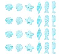 Cheriswelry 100G Blue Acrylic Cute Beads Set Sea Animal Plastic Beads Starfish Shell Fish Whelk Acrylic Bead for Summer Necklace Bracelet Jewelry Making