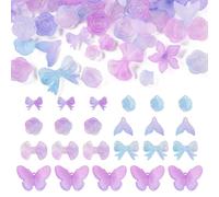 Cheriswelry 100G Mixed Shapes Transparent Acrylic Beads Frosted Plastic Loose Beads Clear Leaves Flower Spacer Beads for Jewellery Making Beading Bracelet, Purple Blue