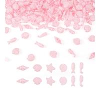 Cheriswelry 100G Ocean Theme Acrylic Beads Set Cute Fish Starfish Shell Acrylic Loose Beads for Bracelet Necklace Keychain Jewelry Making DIY, Pink