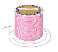 Cheriswelry 100m Nylon Cord Braided Nylon Thread Gift Wrapping Rope with Spool for Bracelet Necklace Jewellery Making Chinese Knot Crafts,Pearl Pink