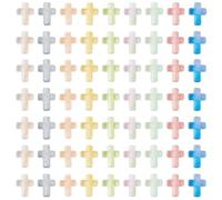 Cheriswelry 100Pcs Acrylic Plastic Cross Beads for Jewelry Making - Metal Enlaced Cross Spacer Beads - 16x12.5x4.5mm - For Bracelet, Necklace & Keychain Supplies