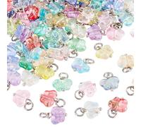 Cheriswelry 100pcs Butterfly Acrylic Pendants Butterfly Bracelet Keychain Charms Cute Colorful Transparent Dangle Earring Charms Hang Ornament for DIY Craft Necklace Jewelry Making 15mm