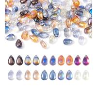Cheriswelry 100Pcs Colorful Teardrop Glass Beads Water Drop Electroplate Glass Beads Loose Spacer Bead for Jewelry Making Necklaces Bracelets DIY Crafts