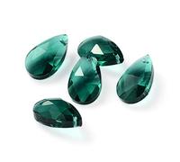 Cheriswelry 100Pcs Faceted Teardrop Glass Charm Pendant 22x13mm Transparent Water Drop Crystal Beads for DIY Craft Jewelry Making, Teal