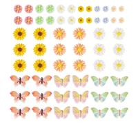 Cheriswelry 100Pcs Flatback Cabochon for Crafts Resin Butterfly Flower Slime Charms Cute Cabochons Embellishment 8-23mm for DIY Scrapbooking Hair Clip Phone Case Handicraft Summer Accessories