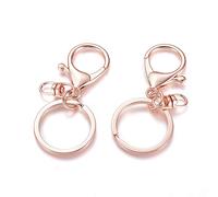 Cheriswelry 100pcs Rose Gold Keyring Clasps Lobster Claw Clasp Swivel Clasps Split Ring Snap Hooks Keychain for Hanging Crafts Jewellery Making