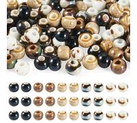 Cheriswelry 100Pcs Round Porcelain Beads 6mm Handmade Glazed Printed Porcelain Spacer Beads Retro Loose Ceramic Bead for Jewelry Making Necklace Bracelet DIY Crafts