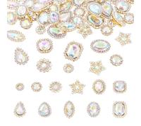 Cheriswelry 100Pcs Sew on Rhinestones Claw Flatback Crystal Clear Rhinestone Teardrop Oval Star Diamond Gems with Metal Base 7.5-19mm for Clothes Shoes Belt Costume Garment Crafts