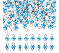 Cheriswelry 100Pcs Snowflake Connector Charms Christmas Winter Polymer Clay Beads Link Pendant 15-17mm for DIY Bracelets Necklaces Earrings Jewelry Making Xmas Decor