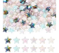 Cheriswelry 108 PCS Star Shape Iridescent Acrylic Beads Ab Color Faceted Crystal Clear Loose Spacer Bead Bulk for Jewelry Making Bracelet Earring Keychain