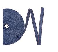 Cheriswelry 10m Stitch Denim Ribbon, 0.39" Layering Cloth Fabric Jeans Bows Ribbon Canvas Wired Ribbon for DIY Crafts Hairclip Accessories Sewing Decoration(Marine Blue)