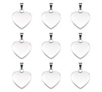Cheriswelry 10pcs 304 Stainless Steel Heart Pendants Stamping Blank Message Word Tag Metal Dangle Charms Valentine Gift Heart Handcraft 23~25mm for DIY Earring Necklace Jewelry Making